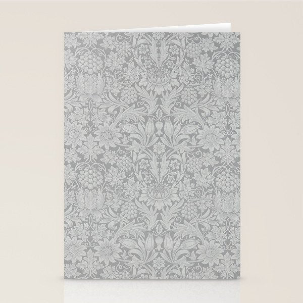 William Morris Pure Sunflower Dove Grey Vintage Pattern Stationery Card Gallery Image 1