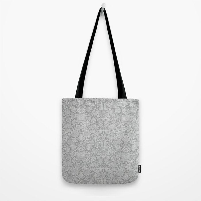 William Morris Pure Sunflower Dove Grey Vintage Pattern Tote Bag Gallery Image 2