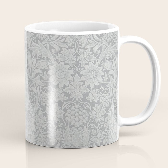 William Morris Pure Sunflower Dove Grey Vintage Pattern Coffee Mug Gallery Image 1