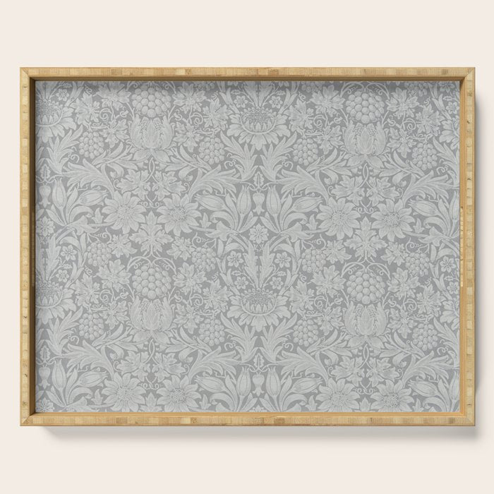 William Morris Pure Sunflower Dove Grey Vintage Pattern Serving Tray Gallery Image 1