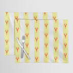 Red Lobsters On Hand-Painted Sunny Yellow Stripes Placemat Gallery Image 1