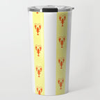 Red Lobsters On Hand-Painted Sunny Yellow Stripes Travel Mug Gallery Image 1