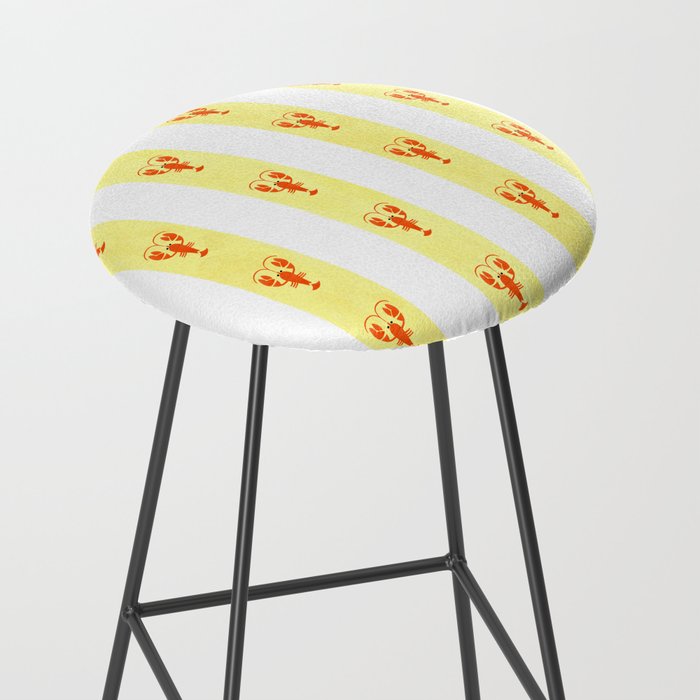Red Lobsters On Hand-Painted Sunny Yellow Stripes Stool Gallery Image 2