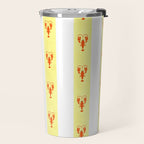Red Lobsters On Hand-Painted Sunny Yellow Stripes Travel Mug Gallery Image 2