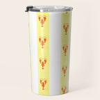 Red Lobsters On Hand-Painted Sunny Yellow Stripes Travel Mug Gallery Image 3