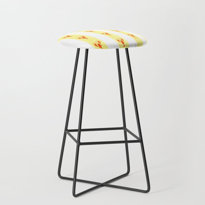 Red Lobsters On Hand-Painted Sunny Yellow Stripes Stool Gallery Image 1