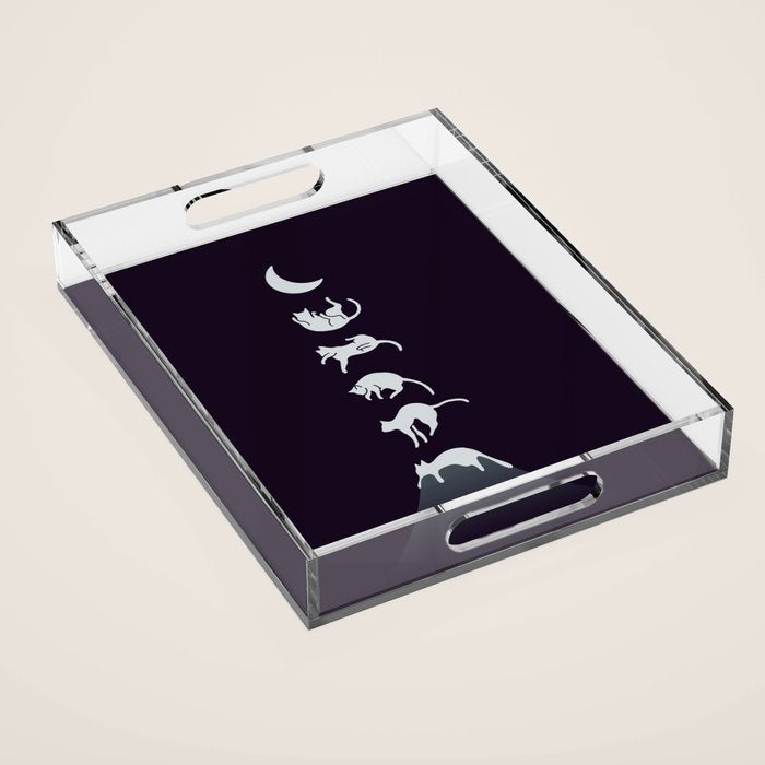 Cat Landscape 103: Falling Cat Moon Acrylic Tray Gallery Image 1
