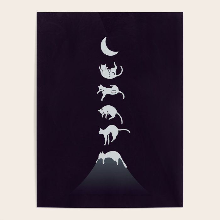 Cat Landscape 103: Falling Cat Moon Poster Gallery Image 4