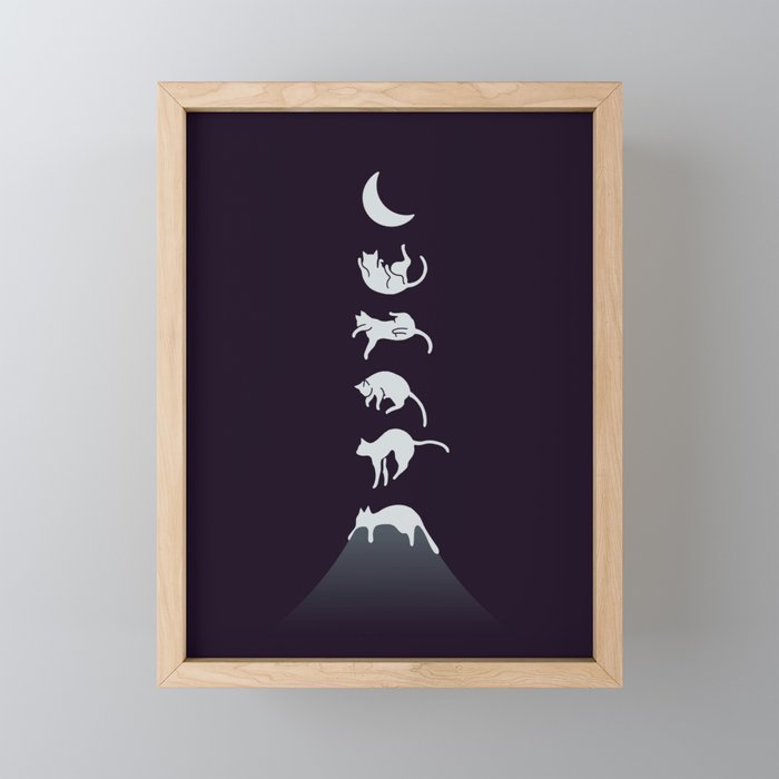 Cat Landscape 103: Falling Cat Moon Mini Art Print Gallery Image 1