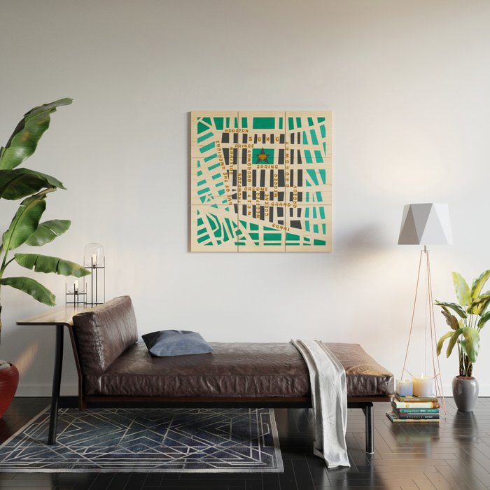 SOHO MAP NYC GREEN Wood Wall Art Gallery Image 2