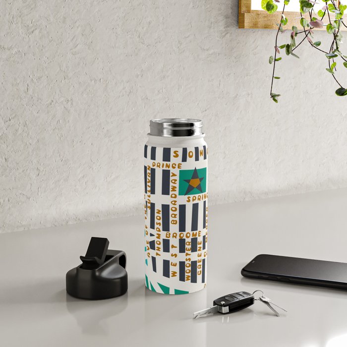 SOHO MAP NYC GREEN Water Bottle Gallery Image 4