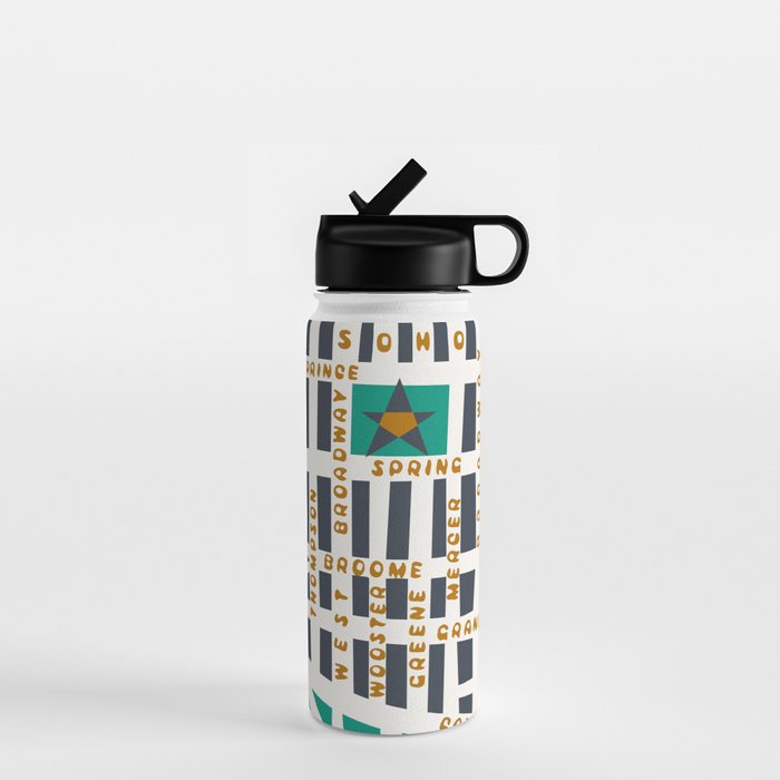 SOHO MAP NYC GREEN Water Bottle Gallery Image 1