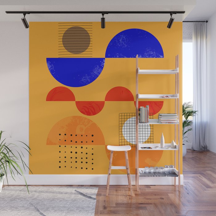 Mid-century shapes abstract no7 Wall Mural Gallery Image 1