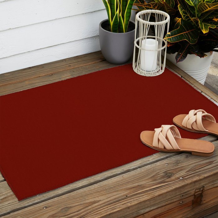 Ruby Red Solid Color Outdoor Rug Gallery Image 2