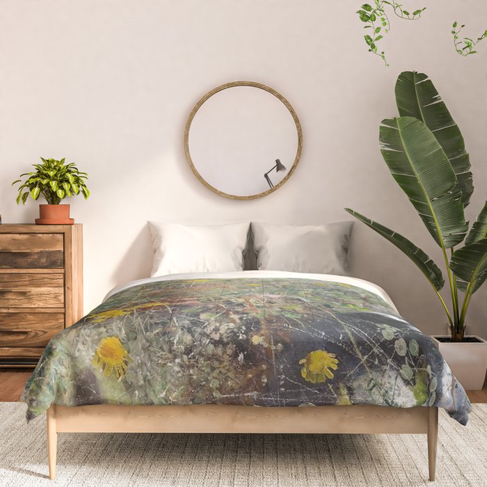 Cat On A Flowerbed by Bruno Liljefors Comforter Gallery Image 3