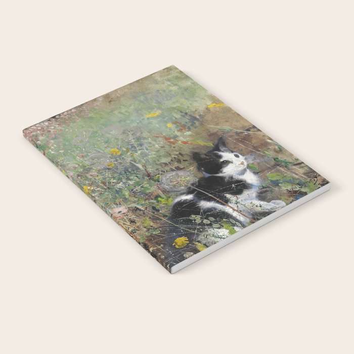 Cat On A Flowerbed by Bruno Liljefors Notebook Gallery Image 1