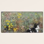 Cat On A Flowerbed by Bruno Liljefors Desk Mat Gallery Image 3