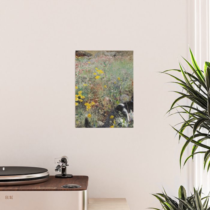 Cat On A Flowerbed by Bruno Liljefors Poster Gallery Image 2