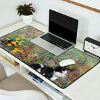 Cat On A Flowerbed by Bruno Liljefors Desk Mat Gallery Image 2