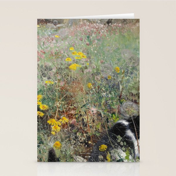 Cat On A Flowerbed by Bruno Liljefors Stationery Card Gallery Image 2
