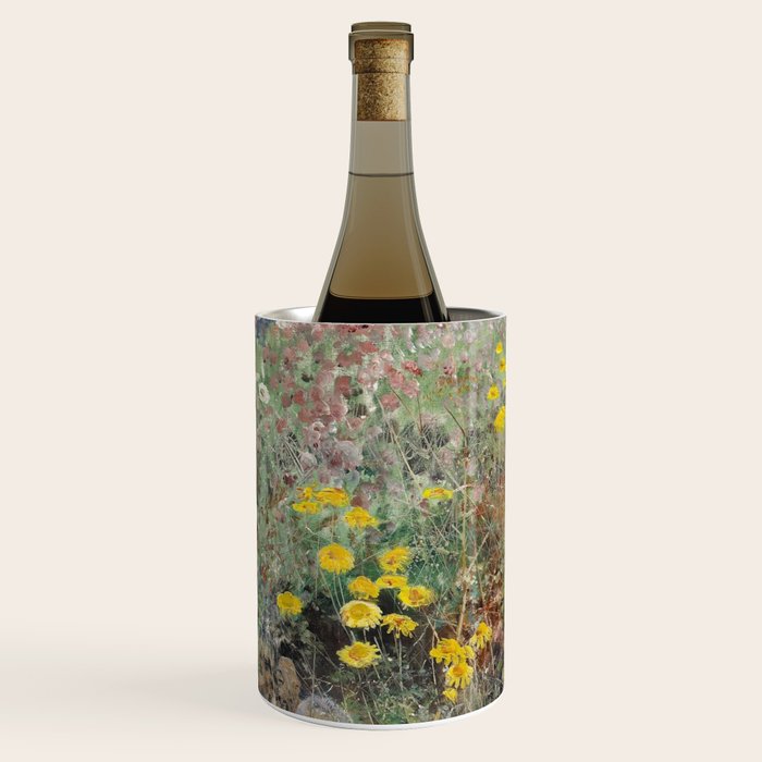 Cat On A Flowerbed by Bruno Liljefors Wine Chiller Gallery Image 2