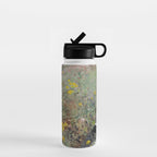 Cat On A Flowerbed by Bruno Liljefors Water Bottle Gallery Image 1