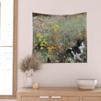 Cat On A Flowerbed by Bruno Liljefors Wall Tapestry Gallery Image 2
