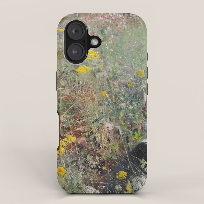 Cat On A Flowerbed by Bruno Liljefors iPhone Case Gallery Image 1