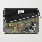 Cat On A Flowerbed by Bruno Liljefors Laptop Sleeve Gallery Image 2