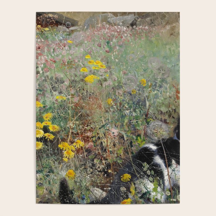 Cat On A Flowerbed by Bruno Liljefors Poster Gallery Image 4