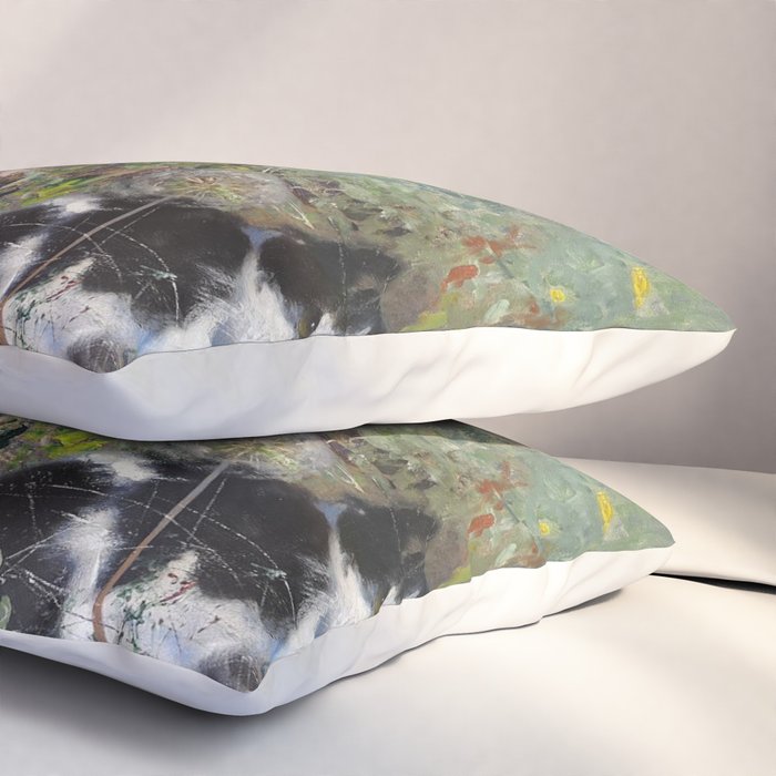 Cat On A Flowerbed by Bruno Liljefors Pillow Sham Gallery Image 3