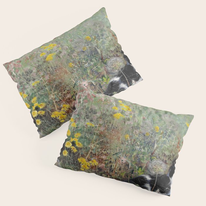 Cat On A Flowerbed by Bruno Liljefors Pillow Sham Gallery Image 1