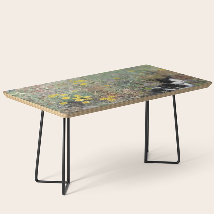 Cat On A Flowerbed by Bruno Liljefors Coffee Table Gallery Image 1