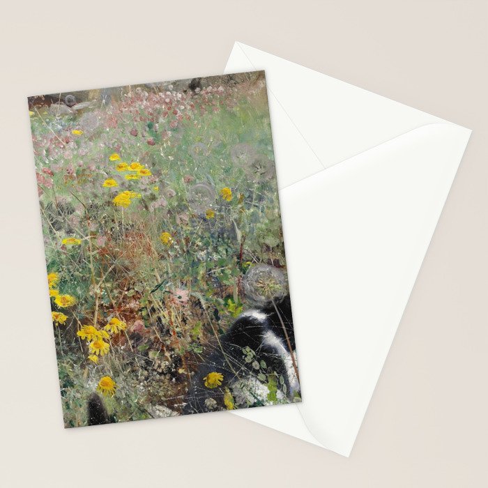 Cat On A Flowerbed by Bruno Liljefors Stationery Card Gallery Image 2