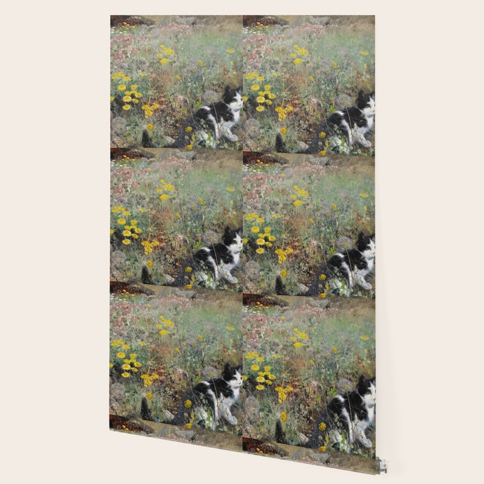 Cat On A Flowerbed by Bruno Liljefors Wallpaper Gallery Image 2