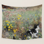 Cat On A Flowerbed by Bruno Liljefors Wall Tapestry Gallery Image 4