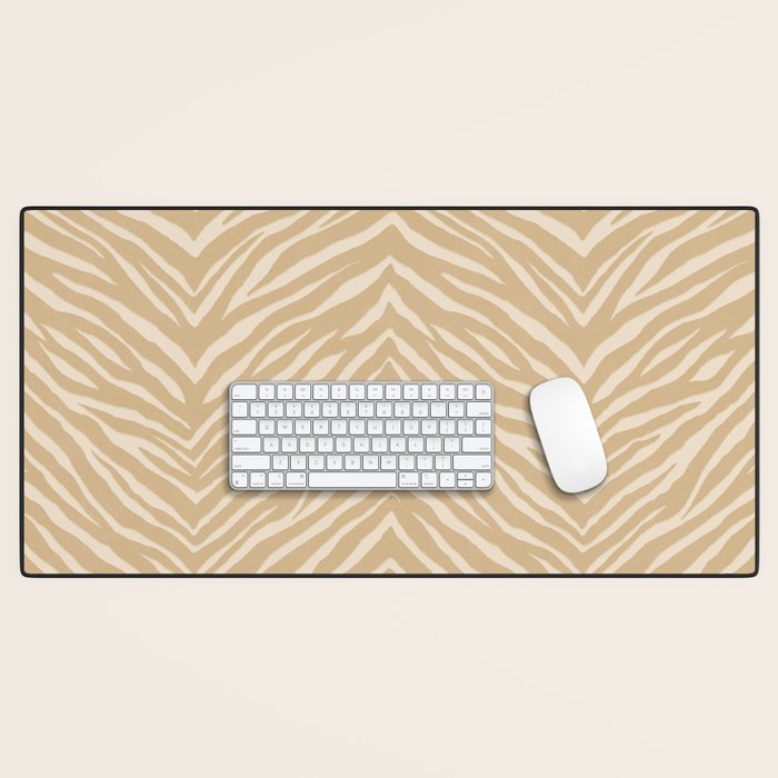 Zebra Stripe - sandy neutral Desk Mat Gallery Image 1