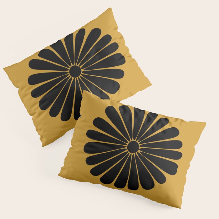 Retro Daisy Abstract VIII Golden Yellow Bold Floral Pillow Sham Gallery Image 3