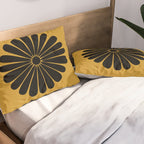 Retro Daisy Abstract VIII Golden Yellow Bold Floral Pillow Sham Gallery Image 2
