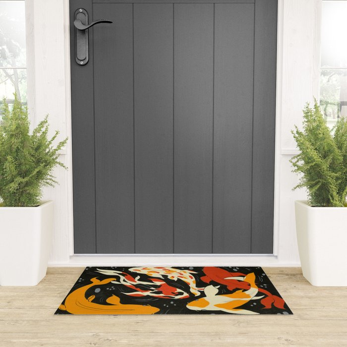 Koi in Black Water Welcome Mat Gallery Image 3