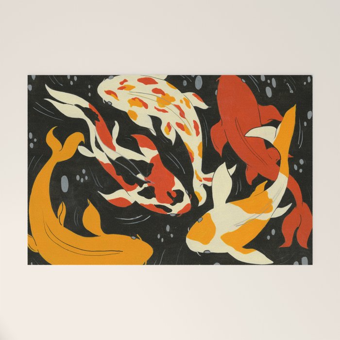 Koi in Black Water Welcome Mat Gallery Image 1