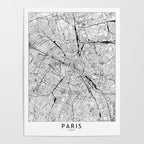 Paris White Map Poster Gallery Image 4
