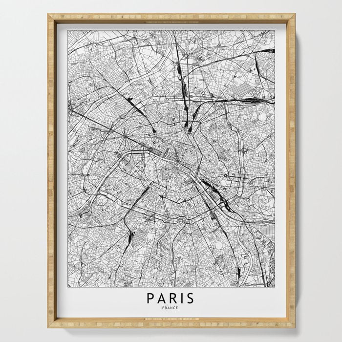 Paris White Map Serving Tray Gallery Image 1