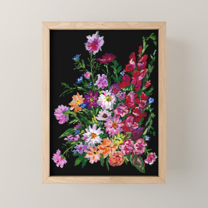 Dahlias and Gladiolus Bouquet Mini Art Print Gallery Image 1