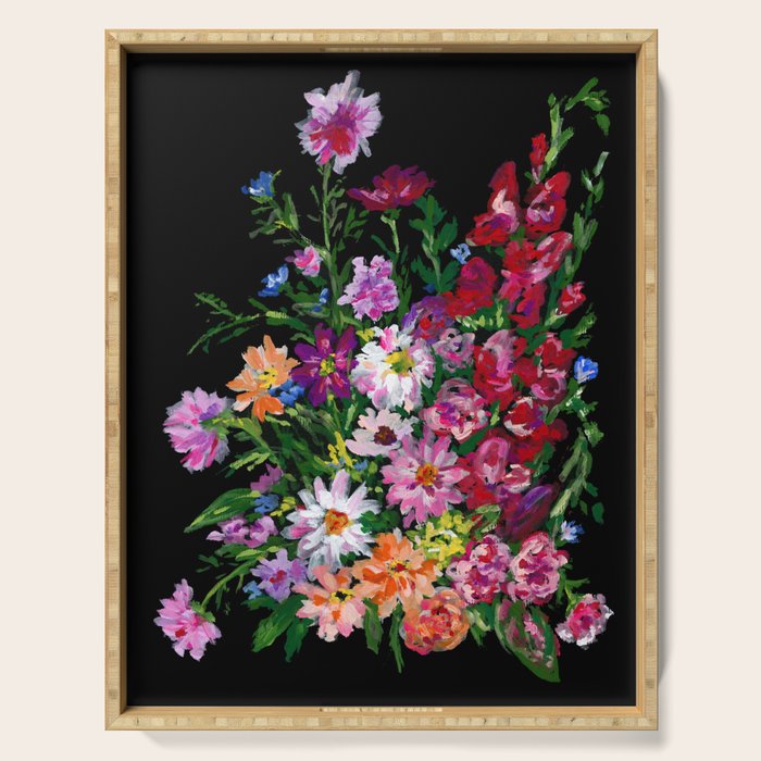 Dahlias and Gladiolus Bouquet Serving Tray Gallery Image 1