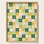Retro Flowers Check Pattern XXV Serving Tray Gallery Image 1