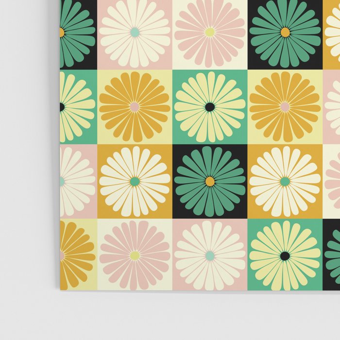 Retro Flowers Check Pattern XXV Poster Gallery Image 3