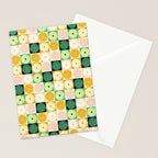 Retro Flowers Check Pattern XXV Stationery Card Gallery Image 2