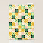 Retro Flowers Check Pattern XXV Stationery Card Gallery Image 2
