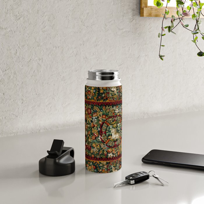 Medieval Unicorn Midnight Floral Garden Water Bottle Gallery Image 4